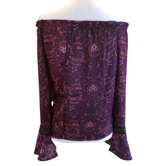 Xhilaration Maroon Off-Shoulder Floral Boho Blouse 1X - Picture 5 of 14